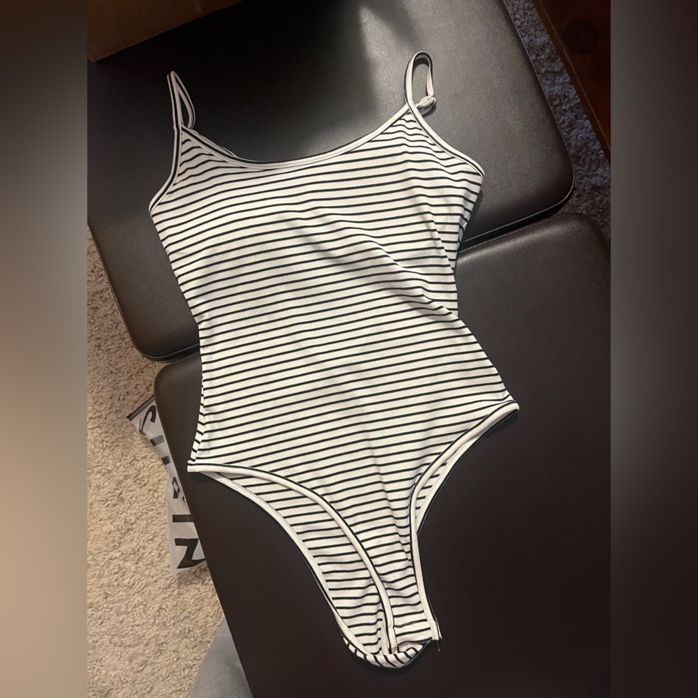 Striped Black and White Bodysuit